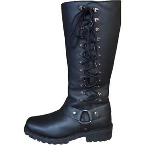 Z1R Women Savage Waterproof Leather Tall Motorcycle Boots Punk Goth Rock 9.5 EUC